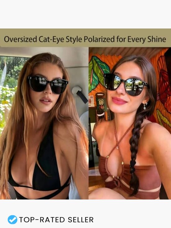 Oversized Square Polarized Sunglasses Cat Eye UV Protection Trendy Chic Shades main image 6